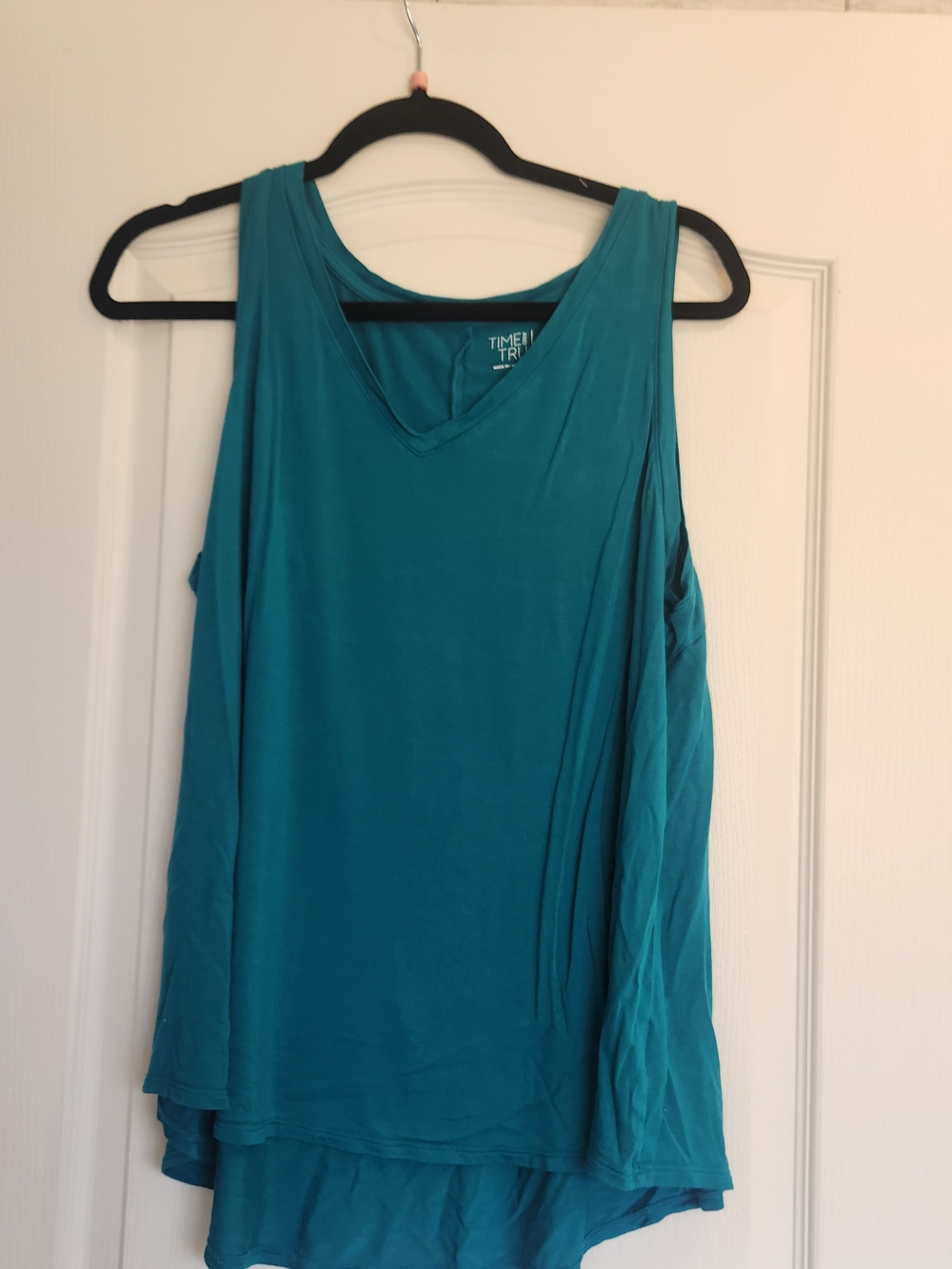 Time and Tru Teal V-Neck Sleeveless Tank Top XL Euc